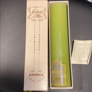 Vintage 9” Green Pine Colonial Pillar Candle w box